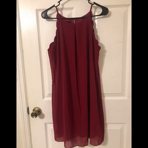 Red Sleeveless Scalloped Dress